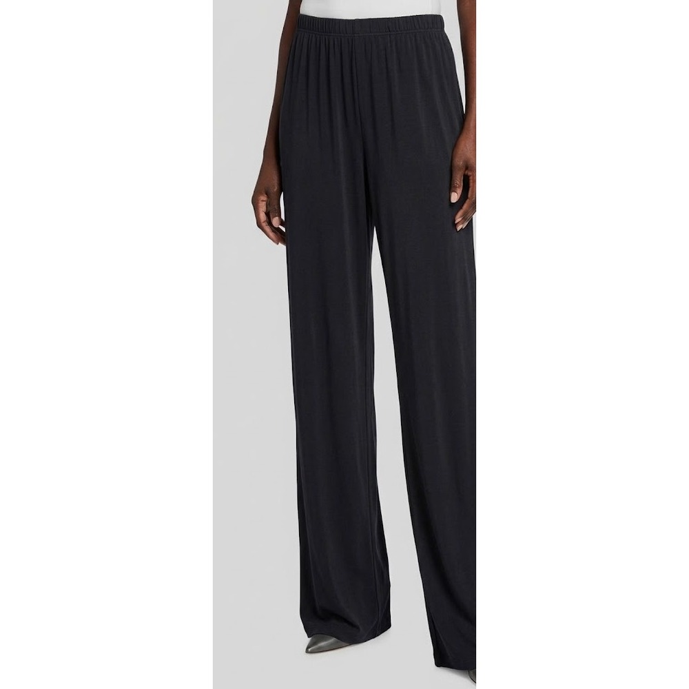 Lapointe Womens Black Jersey Knit Elastic Waist Wide Leg Trousers Pants Medium